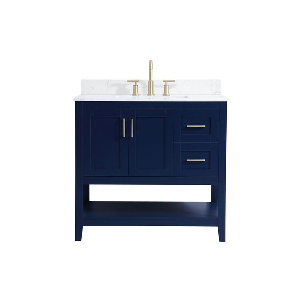 Elegant Decor 36 Inch Single Bathroom Vanity In Blue With Backsplash, 2PK VF16036BL-BS